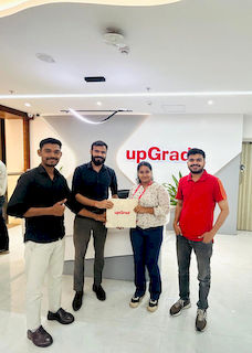 upGrad Bhubaneswar office - student and parents with the counselling team after their study abroad session